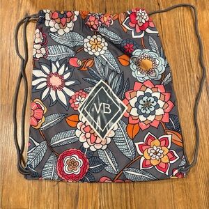 Vera Bradley Floral Drawstring Backpack - Gray and Pink
